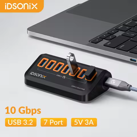iDsonix USB Splitter USB 3.2 Hub 10Gbps Type C Adapter Multi Ports USB 3.0 Docking Station Hub for S