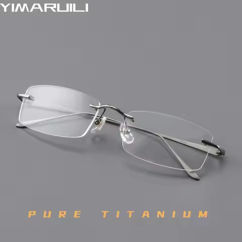 YIMARUILI Ultra Light Fashion Business Premium Pure Titanium Eyewear Luxury Men's Optical Prescripti