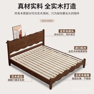 Full Bed Wedding Antique Bed 1.5m Medium Bed Owner Retro Nordic Realistic Wave Wooden Bed Simple 1.8