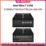 MINI PC Intel Ultra 7 155H 2*DDR5 5600MHz Max 96G 1*SATA3 2*M.2 6 LAN 4*10G/2*10G Engineering Comput