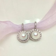 太陽花 天然海水珍珠 akoya 純銀 滿鑲 耳扣 耳環