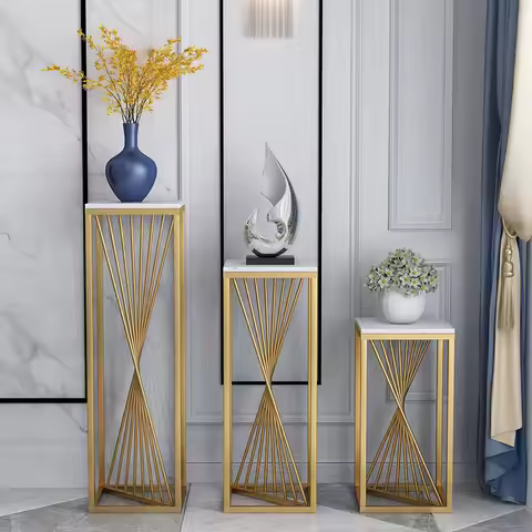 &Modern Simple Luxury Metal Flower Stand Elegant Interior Living Room TV Cabinet Floor Decoration Ge
