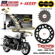 TRIUMPH 865cc THROXTON / BONNEVILLE Full Set Regina TOURING STREET Chain 525 ZRT Steel Sprocket Sets