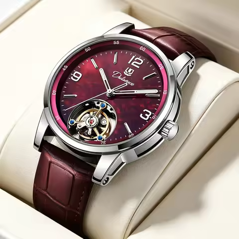 New Men Mechanical Watch Luxury Tourbillon Automatic Watch 41MM Leather Watch for Men Skeleton Watch