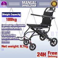 Lightweight Foldable Wheelchair Pushchair | Ultra Compact, Easy to Push | Portable for Elderly & Lim