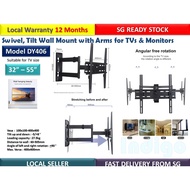 Wall Mount TV Bracket for tv size 32" -55" Swivel 90° Rotation Left &amp; Right , Flexible Stretching &amp; Rotating, Tilting DY