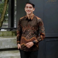 Kemeja Batik Alisan Lengan Panjang Pria Dewasa Reguler Slim Fit