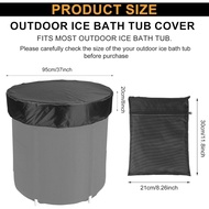 Ice Bath Tub Cover, 37in Oxford Fabric Outdoor Ice Bath Tub Lid with Drawstring Water-Proof Ice Plun