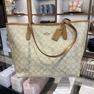 Coach coach women's bag city / Tote Bag Tote one shoulder handbag new magnetic button old flower shopping bag 5696