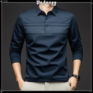 Dafengg BROWON Polo Tee Shirt For Man 2025 Autumn New Luxury Men Long Sleeve T Shirt Business Casual