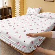 1pc Fashion Pink Bow Pattern Fitted Bedsheet, Dust Cover, Suitable For Valentine's Day, Fits All Siz