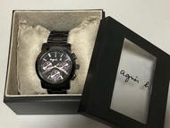 Agnes B 手錶Classic款黑鋼紫圈