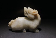 白玉 回首螭龍 把件 241.2克 瑞獸 吉祥獸 古玉 老玉 貔貅 圓雕