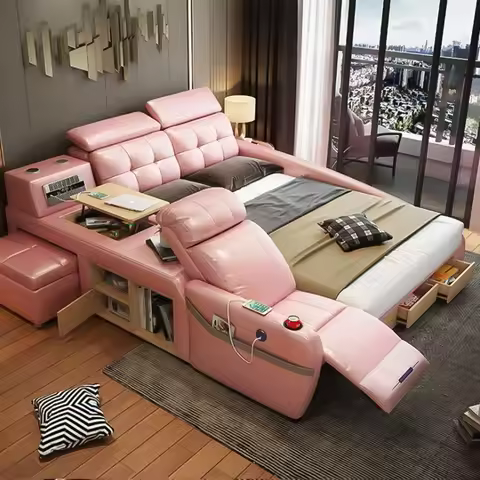 Electric Double Bed Vanity Kids Dressing Speaker Queen Bed Sleeping Storage Frame Mobili Per La Casa