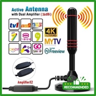 2X AMPLIFIER HIGH GAIN 36DBi HD DIGITAL INDOOR OUTDOOR BOOSTER ANTENNA FREEVIEW MYTV DVB-T2 AERIAL D