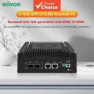 EOVOE Firewall Mini PC 2x10G SFP+ 2xi226-V 2.5G for Intel 3 N355 N305 N150 N100 Soft Routing 2xNVMe 