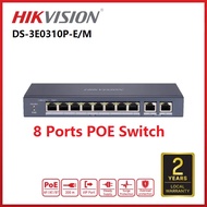 Hikvision DS-3E0510P-E/M 8 Ports POE Switch With 2 x Gigabit Up-Link - Hikvision 8 Ports POE Switch 