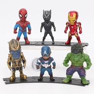 6pcs/set Marvel Avengers Thanos Ironman Spiderman Hulk PVC Action Figure Toy