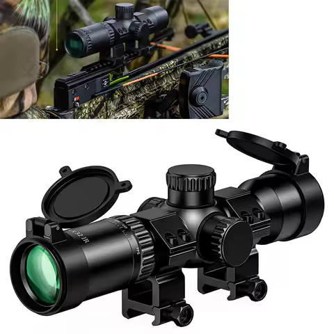 CVLIFE 1.5-5x32 Compact Crossbow Scope Rangefinder Ballistic Reticle Sighting Red Green Illuminated 