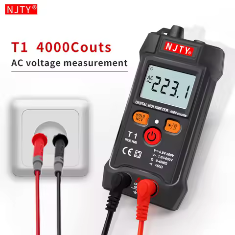 NJTY Mini Digital Multimeter AC/DC Voltage Meter 4000 Counts Smart Multimetro Ohm NCV Electrician To