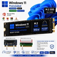 M.2 SSD 128GB 256GB 512GB Windows 11 Pro 64Bit Preinstalled Activated M.2 2280 SATA B+M Key Ready To