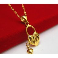 光榮珠寶銀樓 純金9999 黃金項鏈 純金項鍊 鎖形心形墜子 999純金水波紋項鍊 