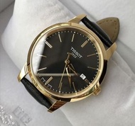 TISSOT Classic Dream 金色配黑色面錶盤 黑色皮革錶帶 石英 男錶 T0334103605101