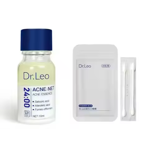 Dr.Leo Acne Net Acne Essence 10ml with Cotton Swabs Salicylic Mandelic Acid Serum Improve Pimples Cl