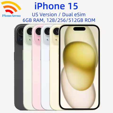 Unlocked iPhone 15 128/256/512GB ROM 6.1' Original Super Retina OLED Dual-eSIM 6GB RAM Face ID NFC A