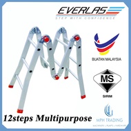 Everlas YMPRH12 12 Steps Multipurpose Aluminium Ladder with Staging Board Tangga Lipat