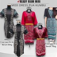 READY STOCK MIRI MIDI DRESS PUA KUMBU TENUN ASLI GAWAI