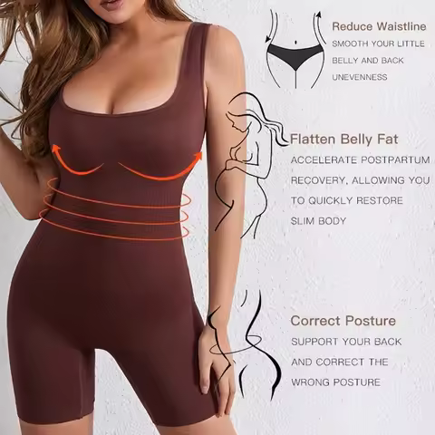 Women Postpartum Shapewear Bodysuit Tummy Control Body Shaper Seamless Colombia Fajas Belly Tight Pu