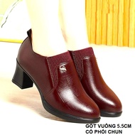 [HOT 2025] DA MỀM Giày boot nữ gót vuông cổ phối chun 5 phân 6 phân retro boot chelsea nữ có size 41