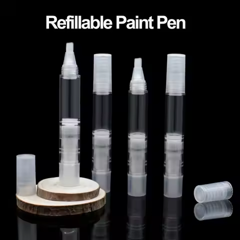 1pc Fillable -up Paint Pen Brush, Transparent Plastic Touch-Up Paint Pen, Refillable Paint Brush Pen