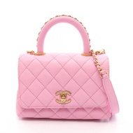 【二手】香奈兒 (Chanel) Coco Handle XXSTOP，雙肩帶，粉紅色魚子醬紋小牛皮，Coco Handle 手柄，絎縫，雙肩鏈條包