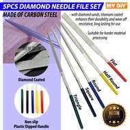 DIY Online4u - 7inch 180mm 5pcs Diamond Needle File Set Non Slip Handle Kikir Jarum 金刚石锉刀