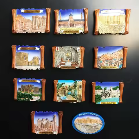 Syria Damascus 3D Fridge Magnets - Asia Ancient Ruins/Scroll Refrigerator Magnets, Super Strong Magn