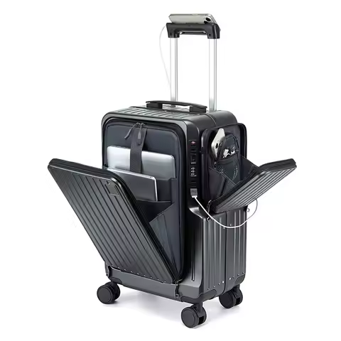 Front Opening Carry on Luggage Suitcase Multifunctional Trolley Case 20 Inch Trip Cabin Password Loc
