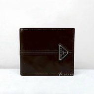 A13231-PRADA 咖啡色油蠟小牛皮三角標誌對開短夾2MO513_2CX7_F0161