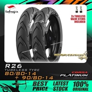 TAYAR KOMBO CORSA PLATINUM TUBELESS TYRE R26 80/80-14+90/80-14 FOR YAMAHA EGO,BENELLI VZ125I,SYM JET