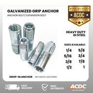 (1/4"-5/8") Grip Anchor Galvanized Drop-In Anchor Expansion Bolt,  Mechanical Anchoring Heavy Duty