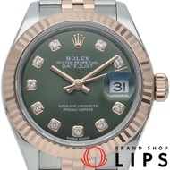 勞力士 Datejust 28 女士腕錶 Jubilee 10P 鑲鑽橄欖綠 Datejust 28 279171G（隨機）帶盒保修 K18PG/SS 女士腕錶橄欖綠拋光，成色極佳 [二手]