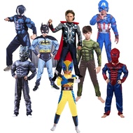 Boys Hulk Batman Spiderman Superman Iron Man Cosplay Superhero Muscle Jumpsuit Kids Ironman Costumes with Mask children Robe Prime