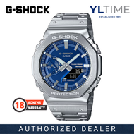 [MARCO Warranty] Casio Casio G-Shock GM-B2100AD-2A Full Metal Silver With Metallic Blue Dial CasiOak Tough Solar Watch