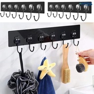 [Better For You] Creative 6 Rows Multifunctional Black Metal Hooks- Portable Traceless Behind-Door K
