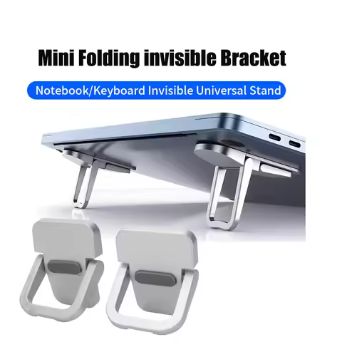 1 Pair Laptop Stand Mini Portable Laptop Riser Foldable Invisible First/Second Gear Adjustment Light