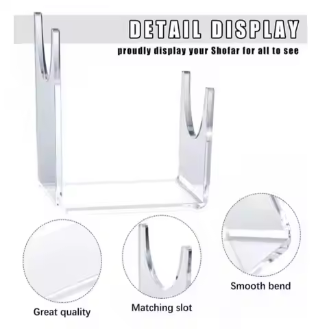 2Pcs/set Transparent Design Acrylic Display Stand Easy to Clean Strong Acrylic Shofar Bracket Stand 