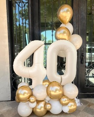 Birthday Party Decoration Debut 18th Anniversary Cream Number Balloon Stand Set Adults 30 40 50 60th