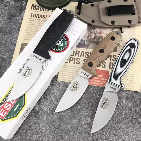 Tactical Knife Fixed Blade Knife ESEE-3 Outdoor Knife "3.93" 9Cr18Mov Blade G10 Handle EDC Pocket Kn