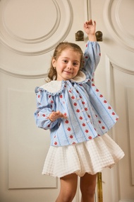 5-6 Y จัดส่ง 26 Aug lookbookpetite croissant top blue pommette เสื้อเด็กหญิง Lookbook Petite รุ่น Cr